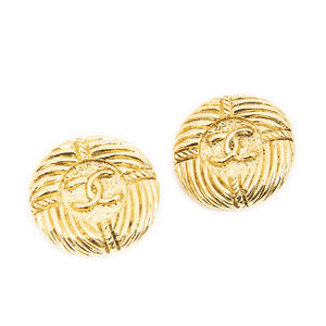 Chanel CC Round Clip On Earrings